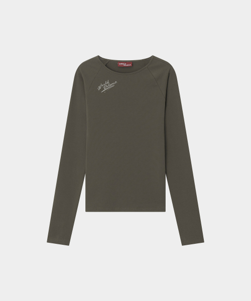 WORLDDILEMA(ワールドジレンマ)の「SIGN PRINTING STRETCH TIGHT T-SHIRTS (KHAKI BROWN)(Tシャツ/カットソー・レディース・カーキブラウン・LARGE/MEDIUM)」の3枚目の写真