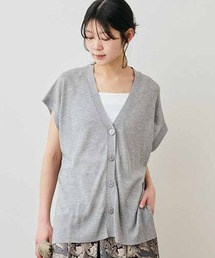 リブ　イン　コンフォート　汗ばむ季節にもさらっと心地よい　フレンチスリーブニットカーディガン