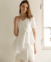Peplum Henry Half Sleeve Tops