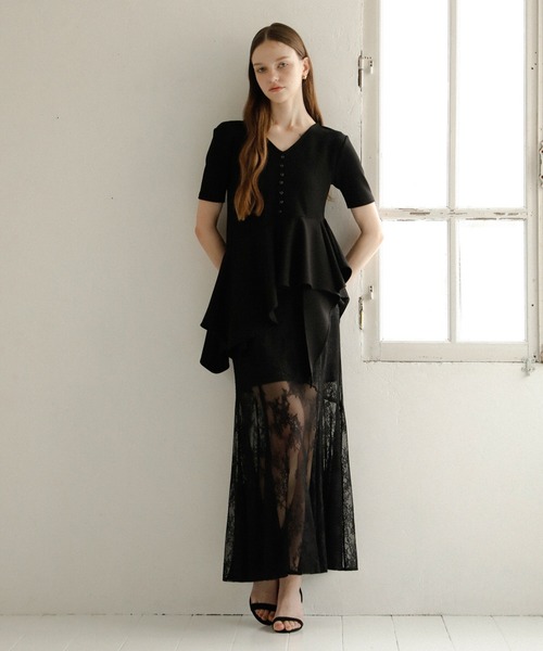MIELI INVARIANT(ミエリインヴァリアント)の「Peplum Henry Half Sleeve Tops(Tシャツ/カットソー・レディース・ブラック/グレー/ホワイト・FREE)」の15枚目の写真