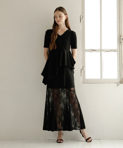 MIELI INVARIANT(ミエリインヴァリアント)の「Peplum Henry Half Sleeve Tops(Tシャツ/カットソー・レディース・ブラック/グレー/ホワイト・FREE)」の16枚目の写真