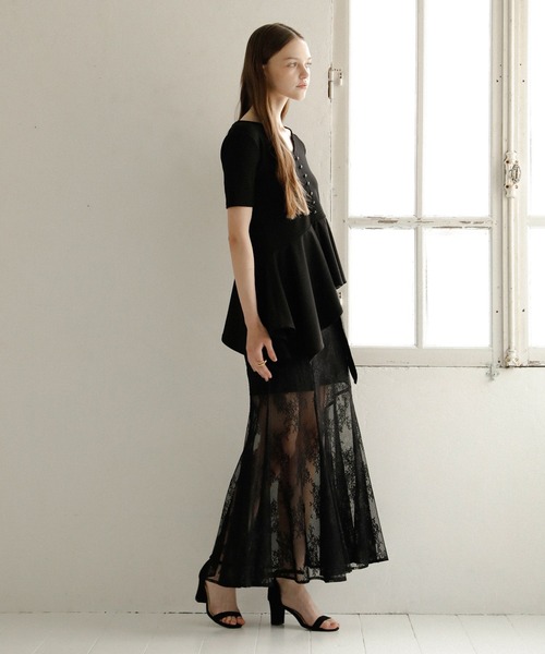 MIELI INVARIANT(ミエリインヴァリアント)の「Peplum Henry Half Sleeve Tops(Tシャツ/カットソー・レディース・ブラック/グレー/ホワイト・FREE)」の17枚目の写真