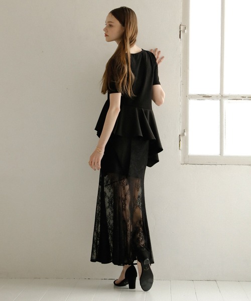 MIELI INVARIANT(ミエリインヴァリアント)の「Peplum Henry Half Sleeve Tops(Tシャツ/カットソー・レディース・ブラック/グレー/ホワイト・FREE)」の19枚目の写真