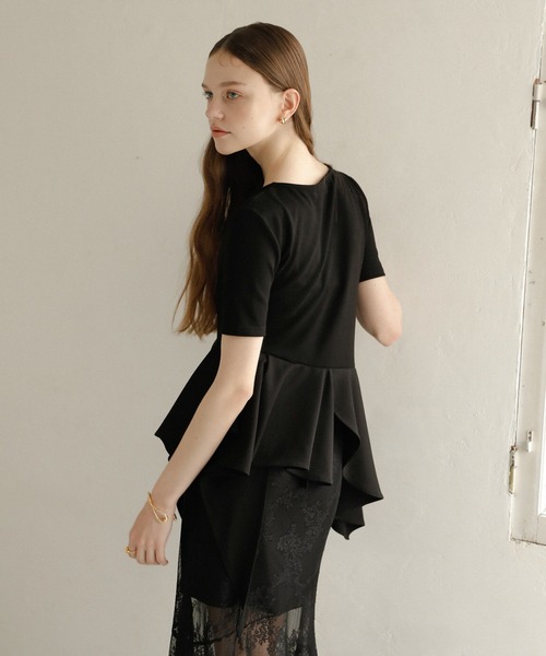 MIELI INVARIANT(ミエリインヴァリアント)の「Peplum Henry Half Sleeve Tops(Tシャツ/カットソー・レディース・ブラック/グレー/ホワイト・FREE)」の7枚目の写真