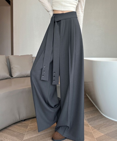 2ly2(トゥーリートゥー)の「ベルトデザイン ハイウエストワイドパンツ(その他パンツ・レディース・ホワイト/ブラック/グレー・FREE)」の9枚目の写真