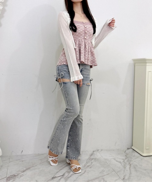 INGNI（イング）の「サイドリボンビジュー付フレアデニムパンツ（デニムパンツ・レディース・ブルー系その他3・M/S）」の8枚目の写真