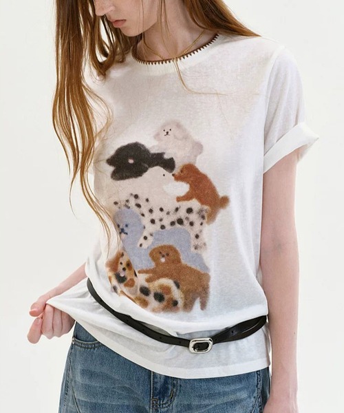 Fano Studios(ファノ ストゥディオズ)の「ドッグモチーフ イラストプリントTシャツ FX26S348【Fano Studios】【2026SS】(Tシャツ/カットソー・レディース・ホワイト・S/M/L)」の2枚目の写真