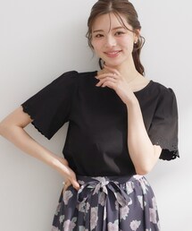 【接触冷感・UVカット・洗える】袖刺繍カットソー
