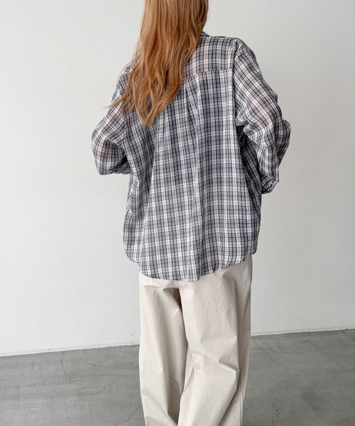 CANAL JEAN(キャナルジーン)の「El mar ボイルコットンチェックシャツ(シャツ/ブラウス・レディース・ネイビー・ONE SIZE)」の3枚目の写真