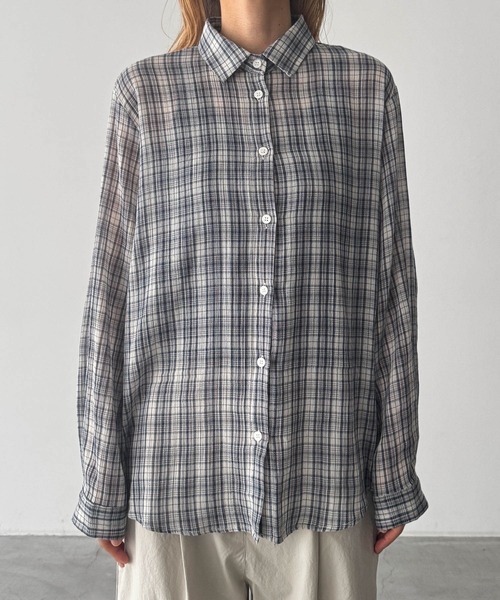 CANAL JEAN(キャナルジーン)の「El mar ボイルコットンチェックシャツ(シャツ/ブラウス・レディース・ネイビー・ONE SIZE)」の5枚目の写真