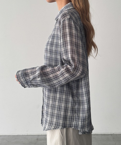 CANAL JEAN(キャナルジーン)の「El mar ボイルコットンチェックシャツ(シャツ/ブラウス・レディース・ネイビー・ONE SIZE)」の6枚目の写真