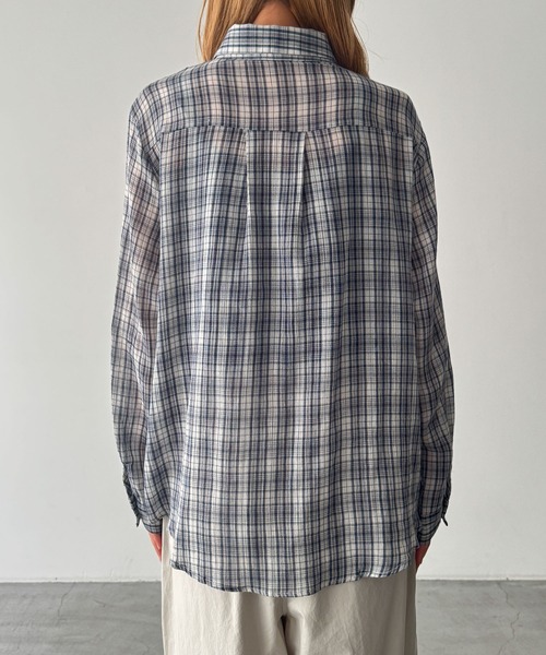 CANAL JEAN(キャナルジーン)の「El mar ボイルコットンチェックシャツ(シャツ/ブラウス・レディース・ネイビー・ONE SIZE)」の7枚目の写真