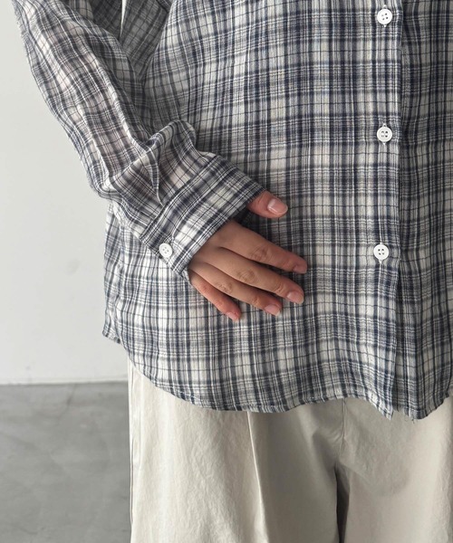 CANAL JEAN(キャナルジーン)の「El mar ボイルコットンチェックシャツ(シャツ/ブラウス・レディース・ネイビー・ONE SIZE)」の9枚目の写真