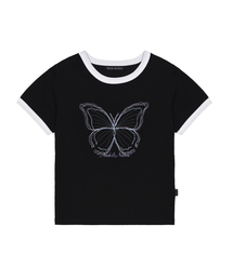 BUTTERFLY GRAPHIC RINGER TOP_BLACK