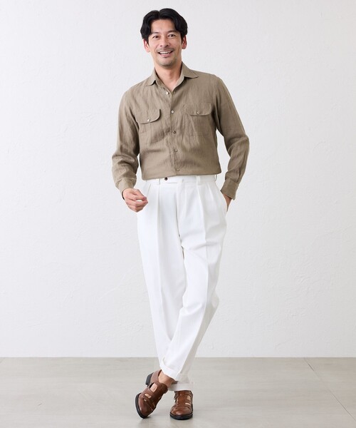 S.ESSENTIALS(エスエッセンシャルズ)の「リネンワンピースカラーシャツ(シャツ/ブラウス・メンズ・ダークネイビー・40/41)」の4枚目の写真