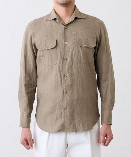 S.ESSENTIALS(エスエッセンシャルズ)の「リネンワンピースカラーシャツ(シャツ/ブラウス・メンズ・ダークネイビー・40/41)」の5枚目の写真