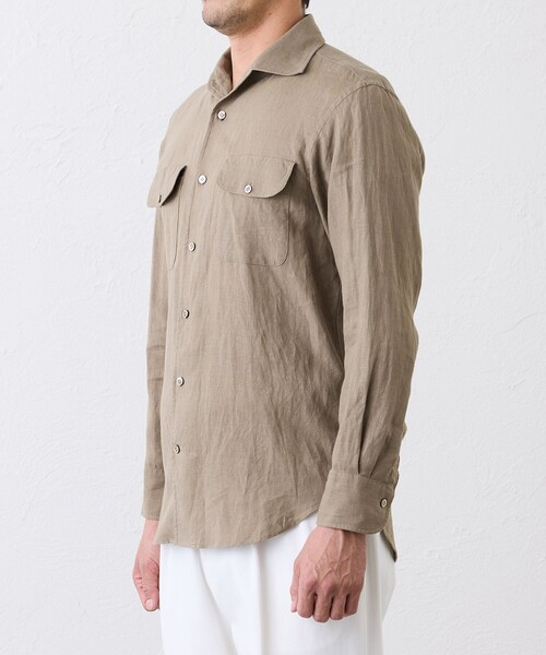 S.ESSENTIALS(エスエッセンシャルズ)の「リネンワンピースカラーシャツ(シャツ/ブラウス・メンズ・ダークネイビー・40/41)」の6枚目の写真