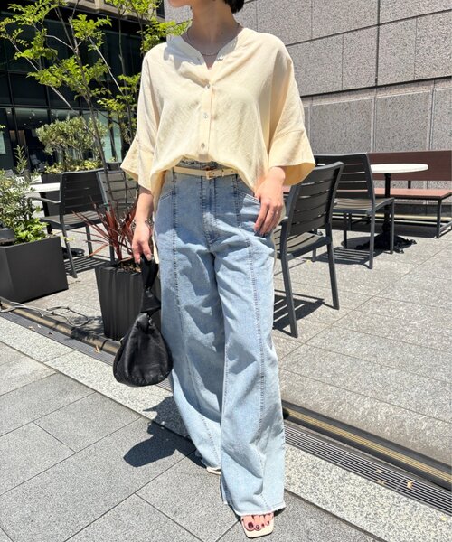 Jena espace merveilleux(ジェナ エスパスメルヴェイユ)の「リネンライクシャツ(シャツ/ブラウス・レディース・ピンク/オフホワイト/イエロー・FREE)」の9枚目の写真