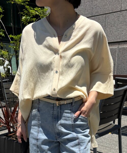 Jena espace merveilleux(ジェナ エスパスメルヴェイユ)の「リネンライクシャツ(シャツ/ブラウス・レディース・ピンク/オフホワイト/イエロー・FREE)」の10枚目の写真
