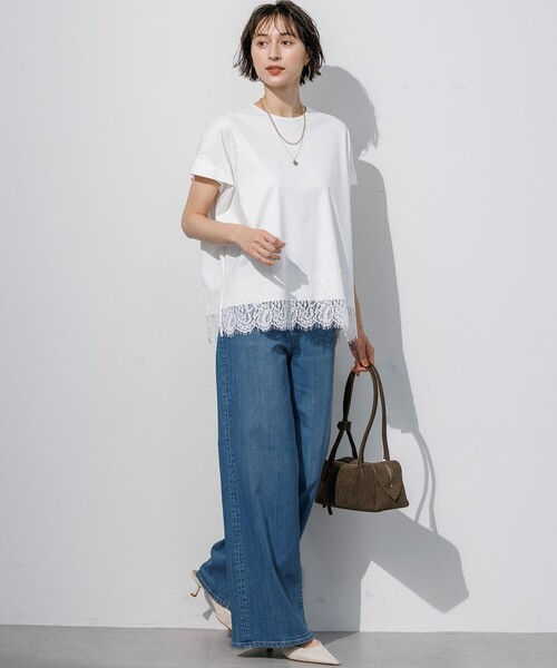 23区(ニジュウサンク)の「コットンフォルムレースコンビ カットソー(Tシャツ/カットソー・レディース・グレー系/ライトグレー系/ホワイト系・38)」の7枚目の写真