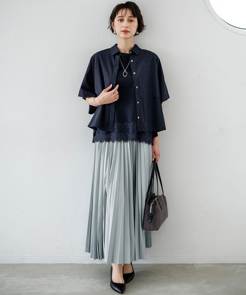 23区(ニジュウサンク)の「コットンフォルムレースコンビ カットソー(Tシャツ/カットソー・レディース・グレー系/ライトグレー系/ホワイト系・38)」の13枚目の写真