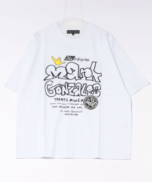 RiNc (リンク)の「【 MARK GONZALES 】 アートロゴ ワッペン Tシャツ(Tシャツ/カットソー・メンズ・ホワイト/ブラック・L/XL)」の1枚目の写真
