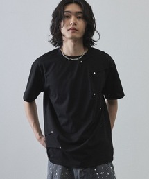Asymmetrical Snap Button Waffle T-Shirt / アシンメトリースナップボタンワッフルTシャツ