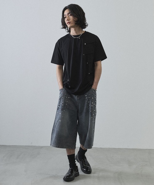 Shoowtime(ショウタイム)の「Asymmetrical Snap Button Waffle T-Shirt / アシンメトリースナップボタンワッフルTシャツ(Tシャツ/カットソー・メンズ・ホワイト/ブラック・MEDIUM/LARGE/X-LARGE)」の11枚目の写真