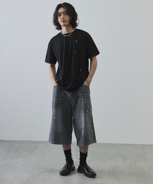 Shoowtime(ショウタイム)の「Asymmetrical Snap Button Waffle T-Shirt / アシンメトリースナップボタンワッフルTシャツ(Tシャツ/カットソー・メンズ・ホワイト/ブラック・MEDIUM/LARGE/X-LARGE)」の12枚目の写真