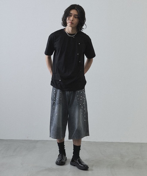 Shoowtime(ショウタイム)の「Asymmetrical Snap Button Waffle T-Shirt / アシンメトリースナップボタンワッフルTシャツ(Tシャツ/カットソー・メンズ・ホワイト/ブラック・MEDIUM/LARGE/X-LARGE)」の14枚目の写真