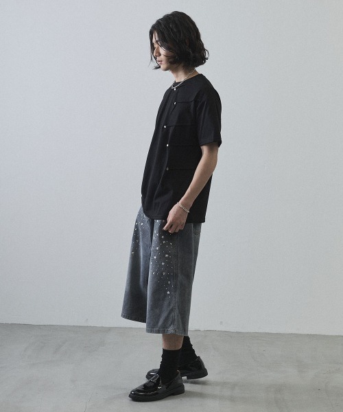 Shoowtime(ショウタイム)の「Asymmetrical Snap Button Waffle T-Shirt / アシンメトリースナップボタンワッフルTシャツ(Tシャツ/カットソー・メンズ・ホワイト/ブラック・MEDIUM/LARGE/X-LARGE)」の15枚目の写真
