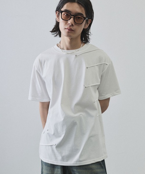 Shoowtime(ショウタイム)の「Asymmetrical Snap Button Waffle T-Shirt / アシンメトリースナップボタンワッフルTシャツ(Tシャツ/カットソー・メンズ・ホワイト/ブラック・MEDIUM/LARGE/X-LARGE)」の17枚目の写真
