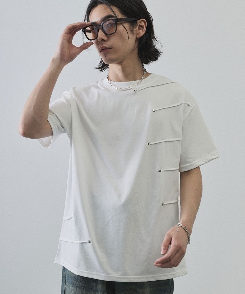 Shoowtime(ショウタイム)の「Asymmetrical Snap Button Waffle T-Shirt / アシンメトリースナップボタンワッフルTシャツ(Tシャツ/カットソー・メンズ・ホワイト/ブラック・MEDIUM/LARGE/X-LARGE)」の19枚目の写真