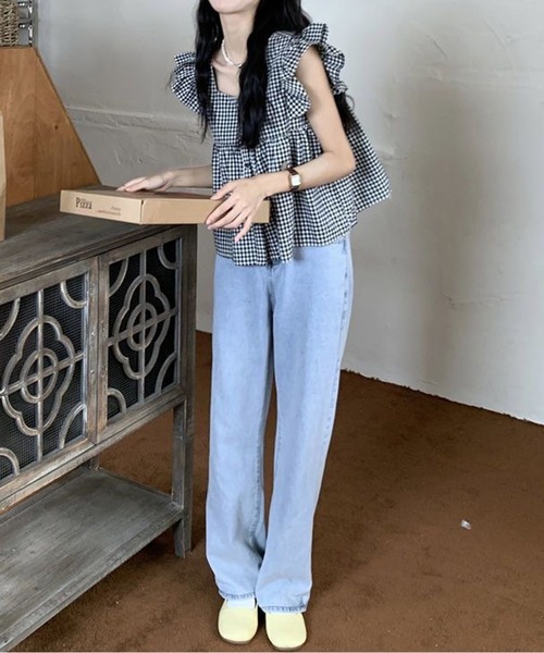 HALEY PESCA(ヘーリーペスカ)の「HALEY PESCA/ギンガムチェックスクエアネックフリルブラウス(シャツ/ブラウス・レディース・ブラック/レッド・FREE)」の19枚目の写真