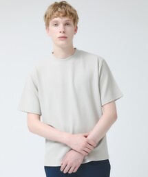 【ヘリンボーン柄】ジャガード モックネック 半袖 Tシャツ