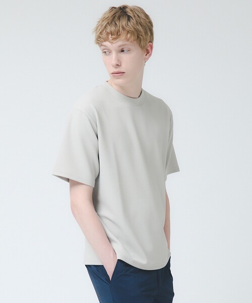 ABAHOUSE GRAY(アバハウスグレイ)の「【ヘリンボーン柄】ジャガード モックネック 半袖 Tシャツ(Tシャツ/カットソー・メンズ・ホワイト/ブラック/グレイッシュベージュ/ブラウン・46/48)」の12枚目の写真