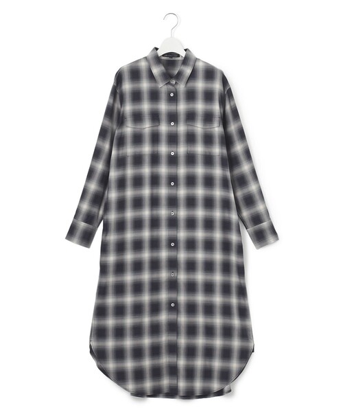 23区 S(ニジュウサンクチイサイサイズ)の「コットンミックスチェック シャツ ワンピース(シャツワンピース・レディース・ネイビー系3/ダークブラウン系3・32)」の11枚目の写真
