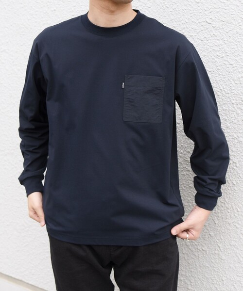 SHIPS any(シップス エニィ)の「【WEB限定】〈洗濯機可能〉リラックス ナイロンポケット クルーネック Tシャツ(ロンT)◇(Tシャツ/カットソー・メンズ・ネイビー/オリーブ/ホワイト・LARGE/MEDIUM/SMALL/X-LARGE)」の6枚目の写真