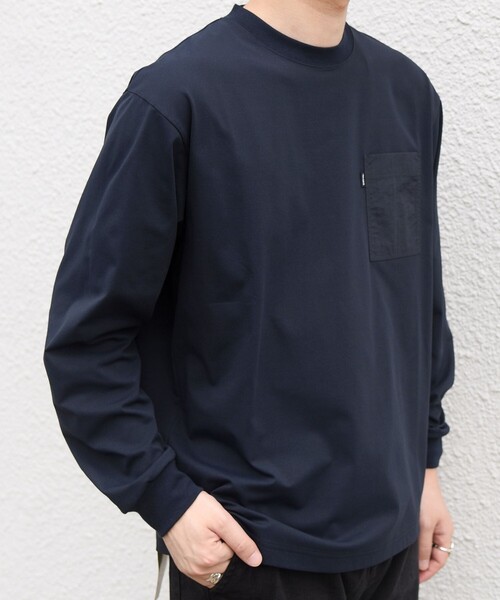 SHIPS any(シップス エニィ)の「【WEB限定】〈洗濯機可能〉リラックス ナイロンポケット クルーネック Tシャツ(ロンT)◇(Tシャツ/カットソー・メンズ・ネイビー/オリーブ/ホワイト・LARGE/MEDIUM/SMALL/X-LARGE)」の8枚目の写真