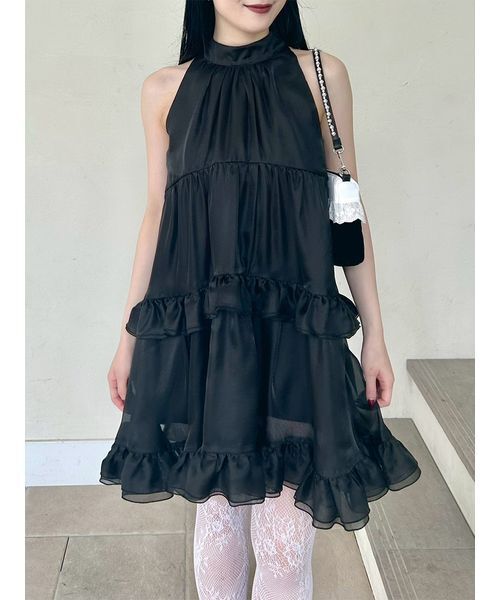 LILY BROWN(リリーブラウン)の「アメスリティアードフリルワンピース(ワンピース・レディース・アイボリー/ブラック/ライトブルー・F)」の2枚目の写真