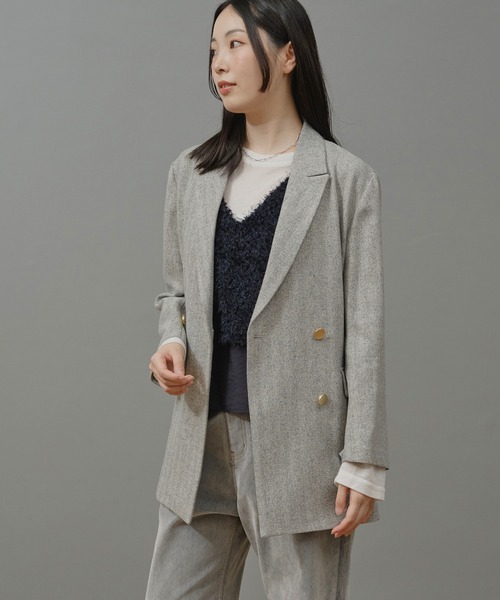Nunc.(ヌンク)の「ヘリンボーンツイードダブルジャケット(テーラードジャケット・レディース・ダークブラウン/ブラック/オフホワイト・FREE)」の10枚目の写真