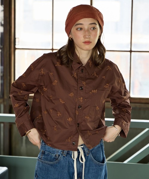 GEORGE'S(ジョージズ)の「刺繍ショートシャツジャケット(シャツ/ブラウス・レディース・ブラウン/ブルー/カーキ・FREE)」の8枚目の写真
