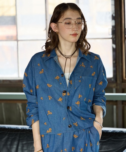 GEORGE'S(ジョージズ)の「刺繍ショートシャツジャケット(シャツ/ブラウス・レディース・ブラウン/ブルー/カーキ・FREE)」の22枚目の写真
