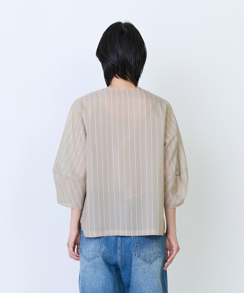 LOISIR(ロワズィール)の「エステルコットンストライプボトルスリーブブラウス(シャツ/ブラウス・レディース・ベージュ系その他・FREE)」の7枚目の写真