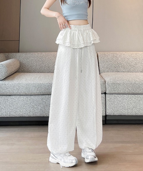 ONEP STAR(ワンピスター)の「ドット柄ウエストフリルワイドパンツ(その他パンツ・レディース・ホワイト・MEDIUM/LARGE/X-LARGE)」の11枚目の写真