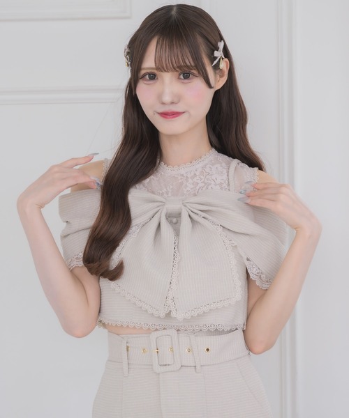 couture BY ROJITA(クチュールバイロジータ)の「【セットアップ対応】リボンオフショルトップス(その他トップス・レディース・ブラック/ピンクベージュ・FREE)」の3枚目の写真