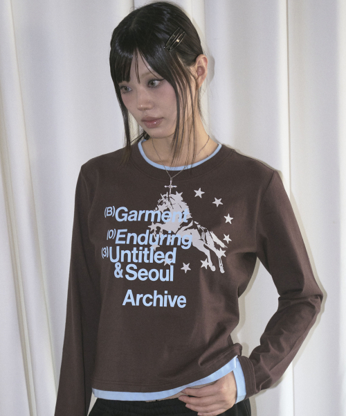 UNTITLED SEOUL(アンタイトル ソウル)の「アーカイブユニコーンレイヤードロングスリーブブラウン(Tシャツ/カットソー・レディース・その他・LARGE/MEDIUM/SMALL)」の1枚目の写真