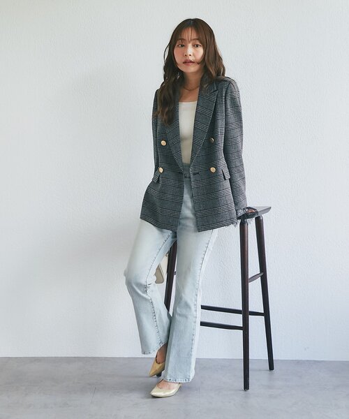 La boutique BonBon(ラブティックボンボン)の「【セットアップ可・トレンド先取り】袖口レース付きツイードジャケット(テーラードジャケット・レディース・チャコールグレー/グレー系その他・FREE)」の7枚目の写真