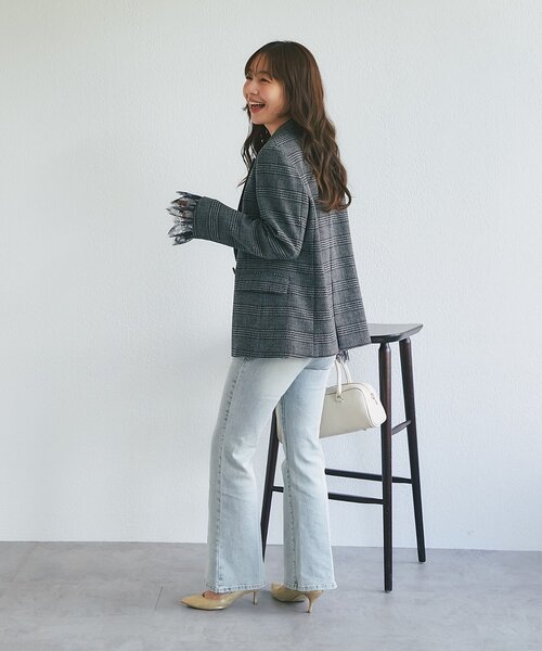 La boutique BonBon(ラブティックボンボン)の「【セットアップ可・トレンド先取り】袖口レース付きツイードジャケット(テーラードジャケット・レディース・チャコールグレー/グレー系その他・FREE)」の9枚目の写真