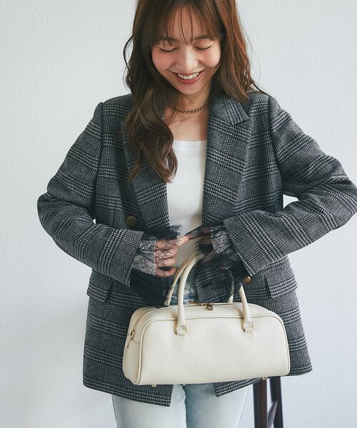 La boutique BonBon(ラブティックボンボン)の「【セットアップ可・トレンド先取り】袖口レース付きツイードジャケット(テーラードジャケット・レディース・チャコールグレー/グレー系その他・FREE)」の10枚目の写真